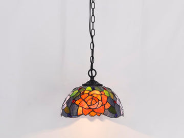 10 inch Tiffany Pendant Light Plug in Stained Glass Hanging Lamp